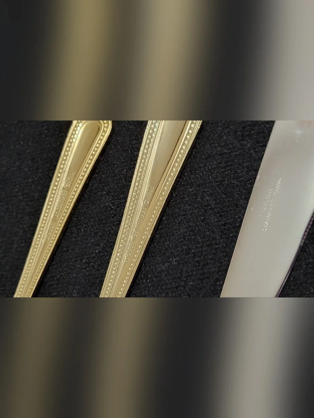 Gibson Gold Electroplate Beaded Edge Stainless 12-Piece Flatware / Cutlery Set